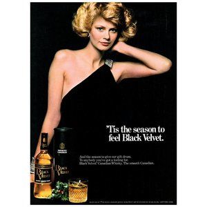 1975 Tis the Season to Feel Black Velvet Canadian Whisky Vintage Print Ad Blonde